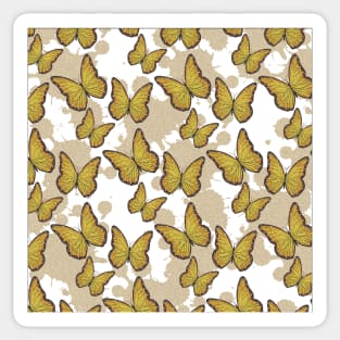 cute girly yellow butterfly pattern with a splash paint background Sticker